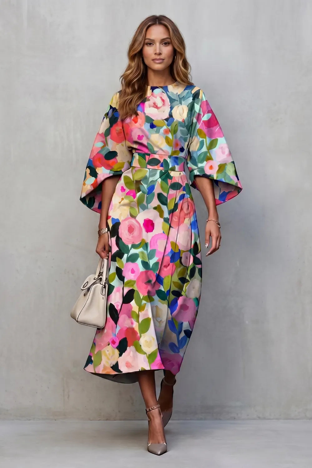 Vibrant watercolour blooms – Midi dress