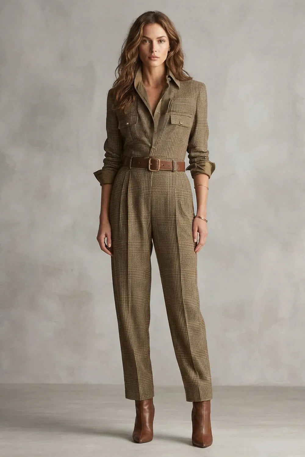 Vintage plaid charm – Tailored jumpsuit