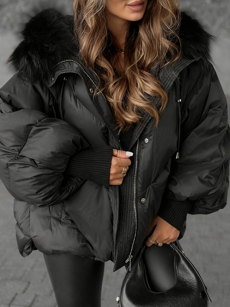 Women Fur Collar Casual Cotton Jacket
