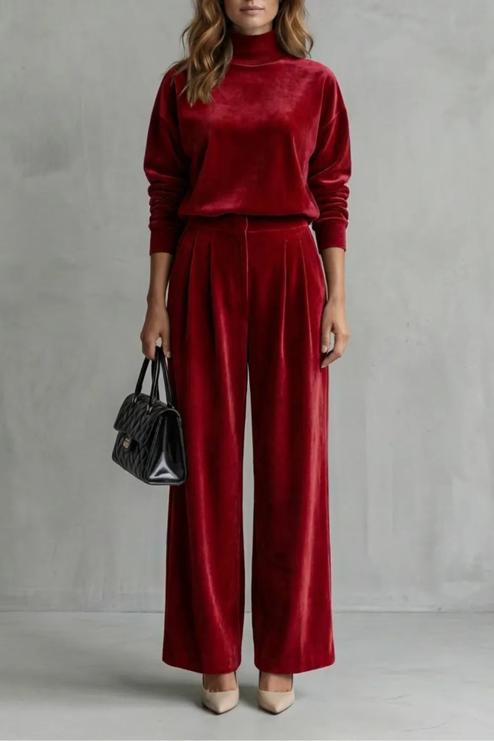 Luxe Velour Elegance – Two-Piece Lounge Set
