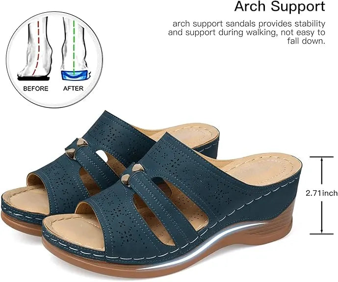 SHIBEVER Wedge Sandals for Women Hollow Out Slip On Platform Wedge Sandals Summer Casual Walking Shoes