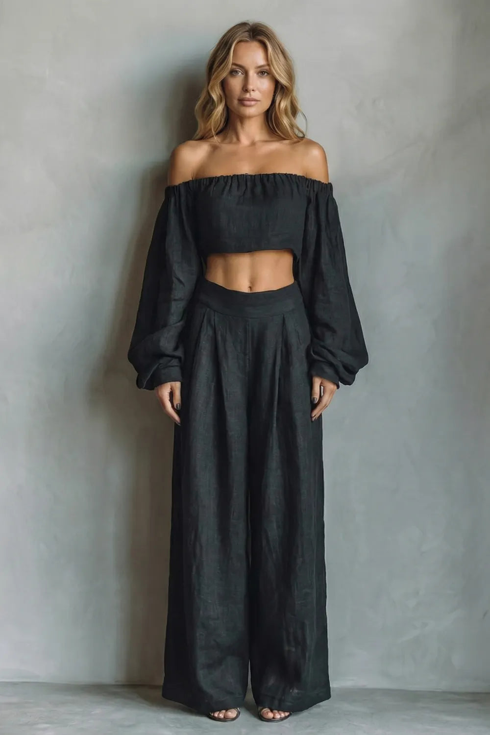 Off shoulder flowy silhouette – Two piece set