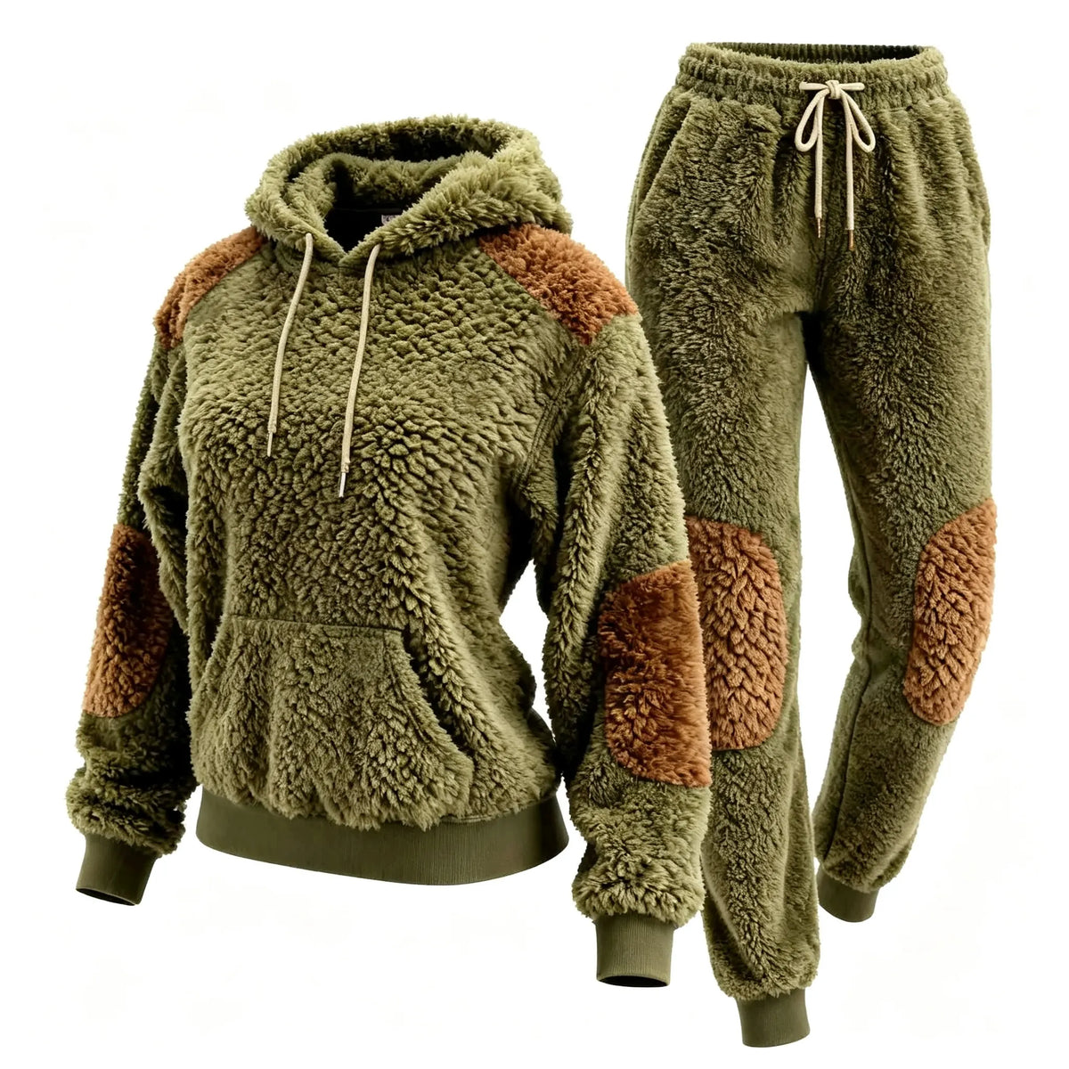 Cozy Olive Green Fleece Hoodie and Jogger Set