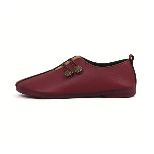 Women's Elegant soft sole round toe buckle decoration Flat Shoes