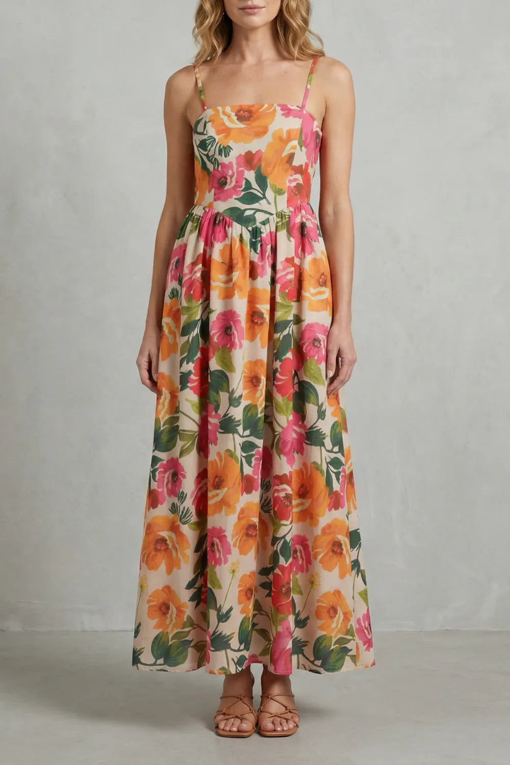 Square neck floral charm – Midi dress