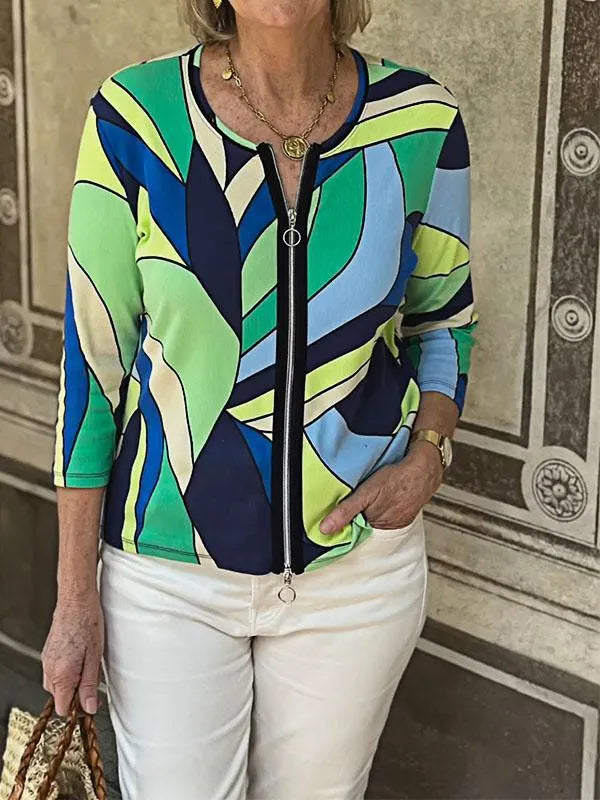 Women's Printed Pattern Zipper Jacket