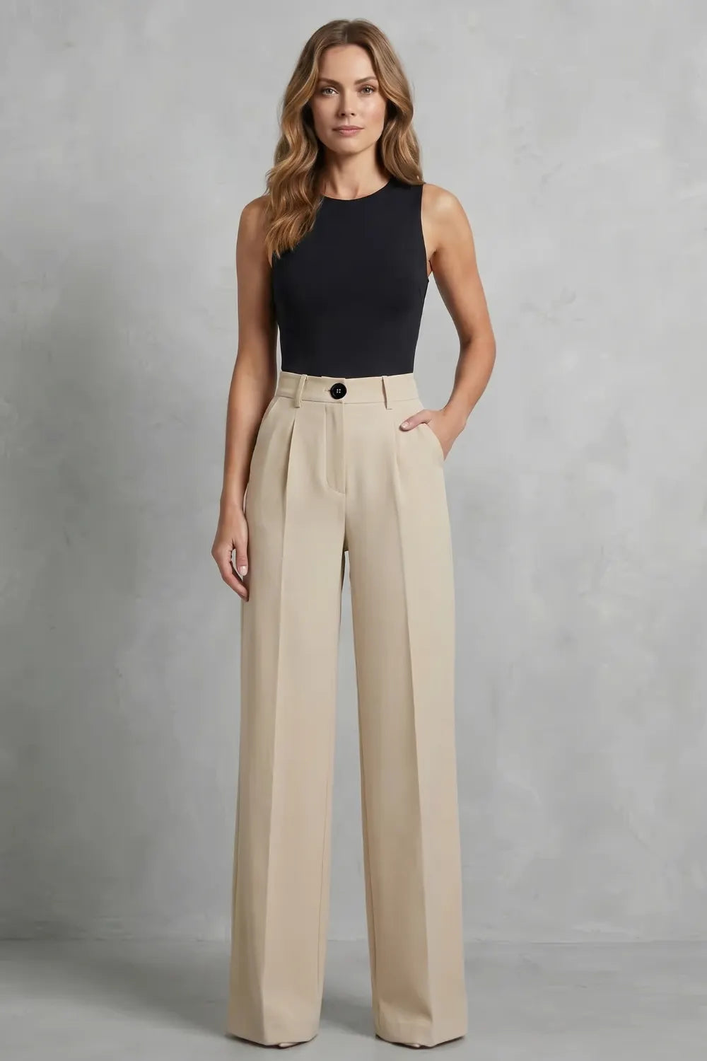 Tailored pleats – High-waist wide-leg trousers