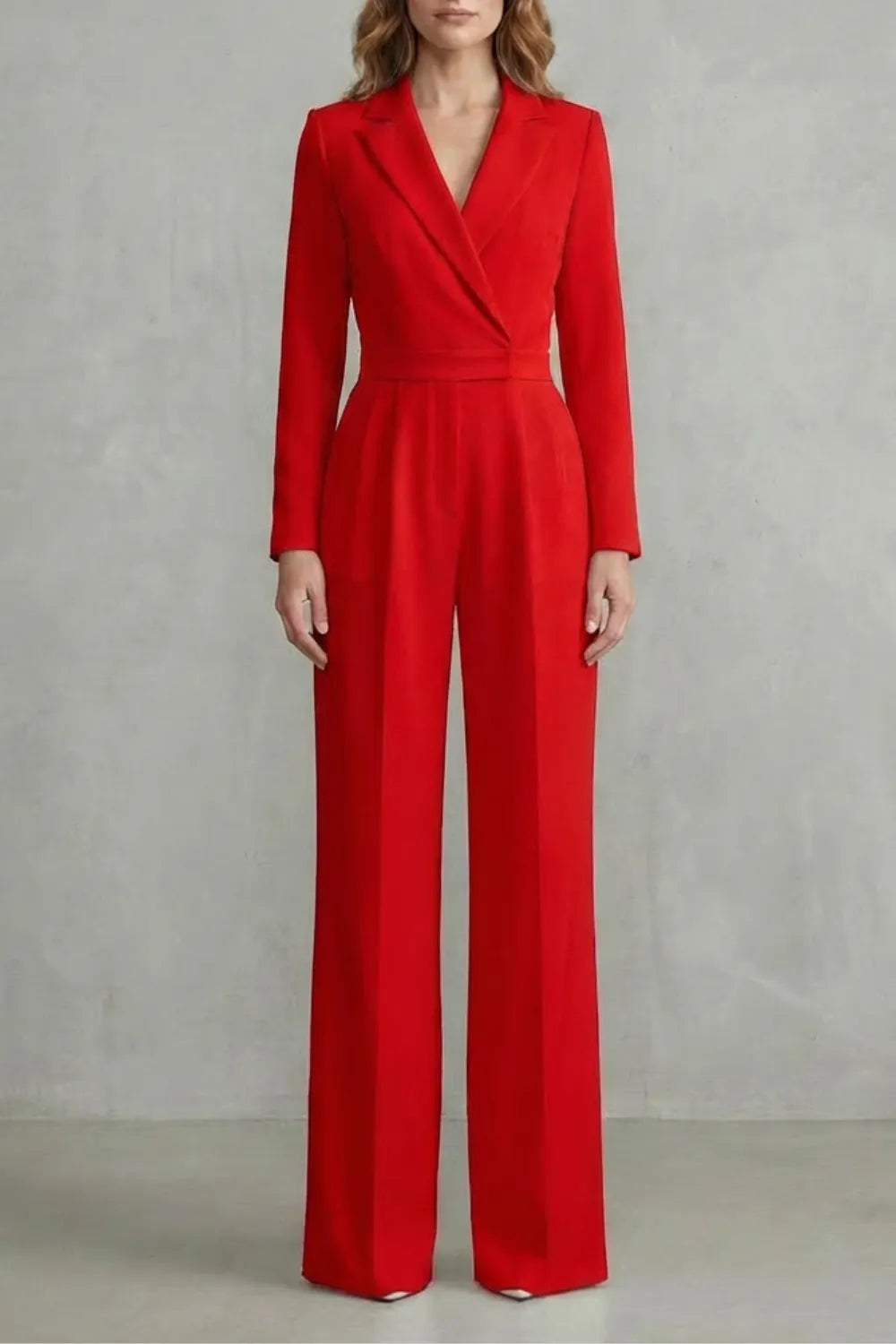 Slant-breasted Mid-waist Pantsuit – Elegant Commuter Jumpsuit