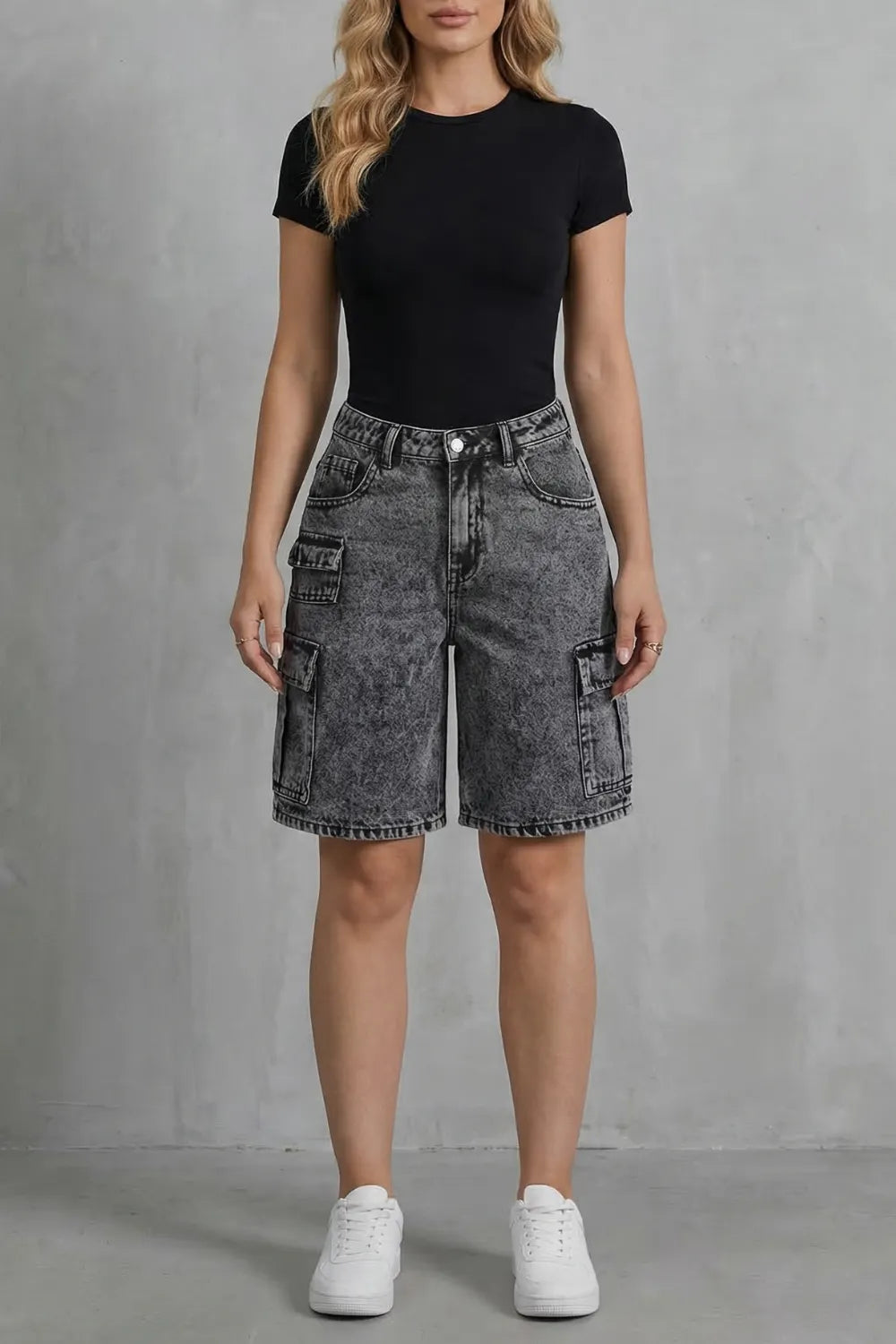Washed utility style – Denim cargo shorts