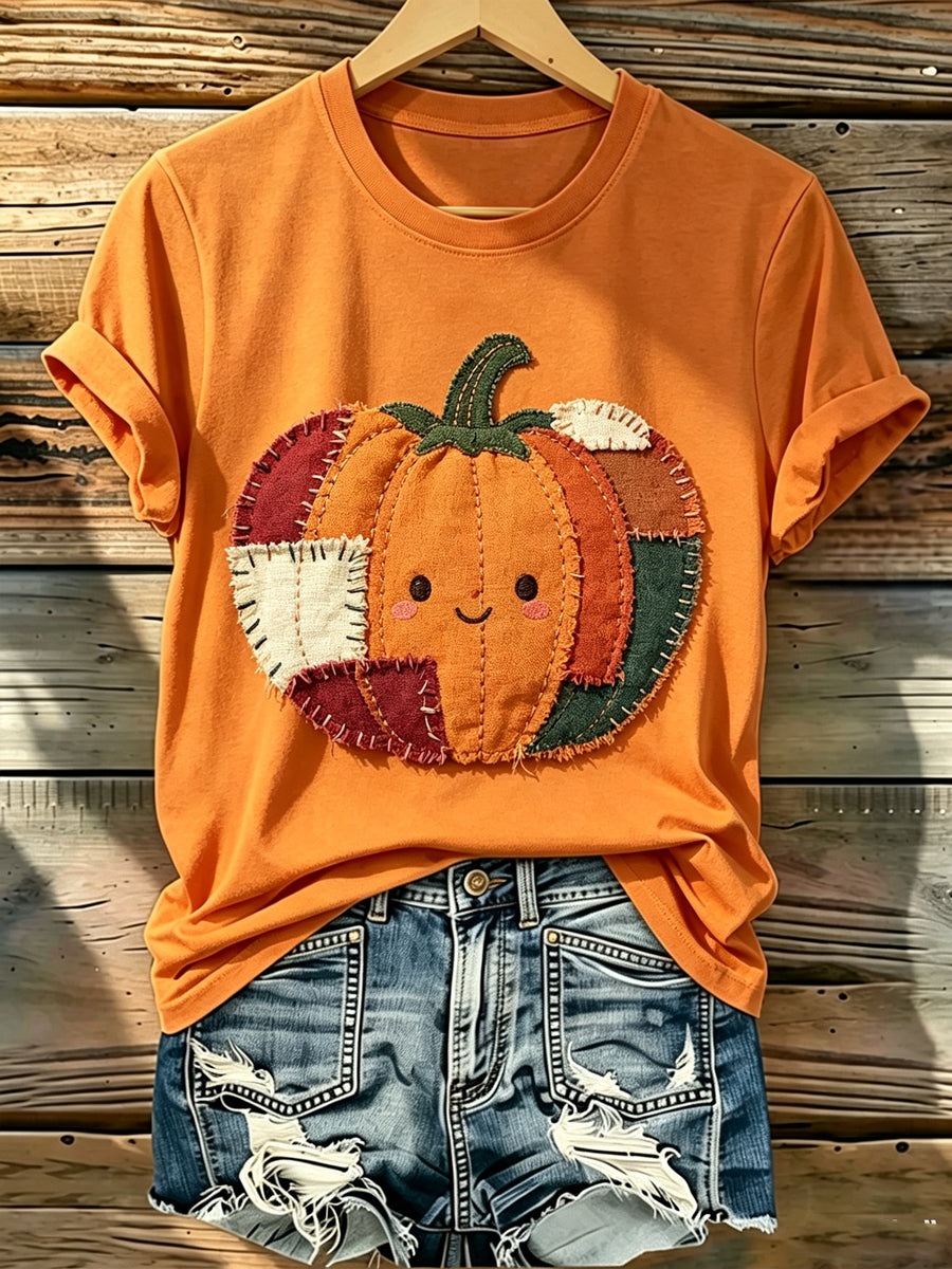 Women's Halloween Pumking Print Casual T-Shirt