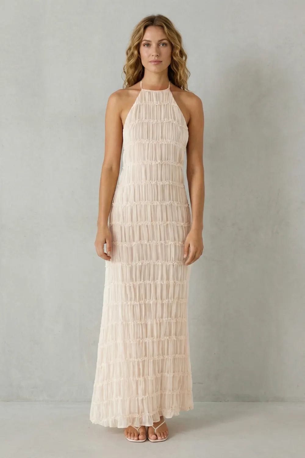 Modern texture – Women’s Backless Sculpted Texture Maxi Dress