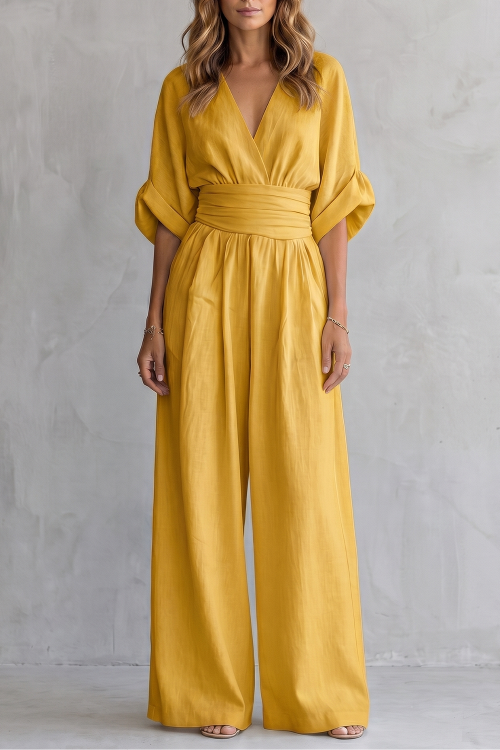 Draped waist elegance – Wide-leg jumpsuit