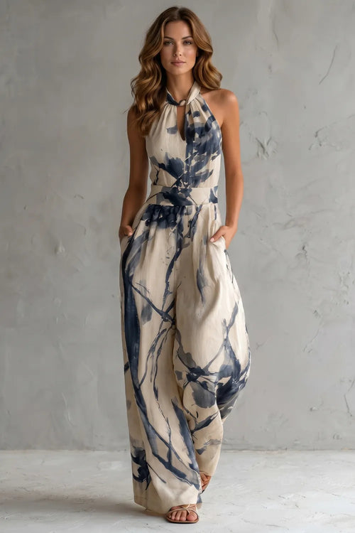 Artistic ink print – Wide-leg jumpsuit