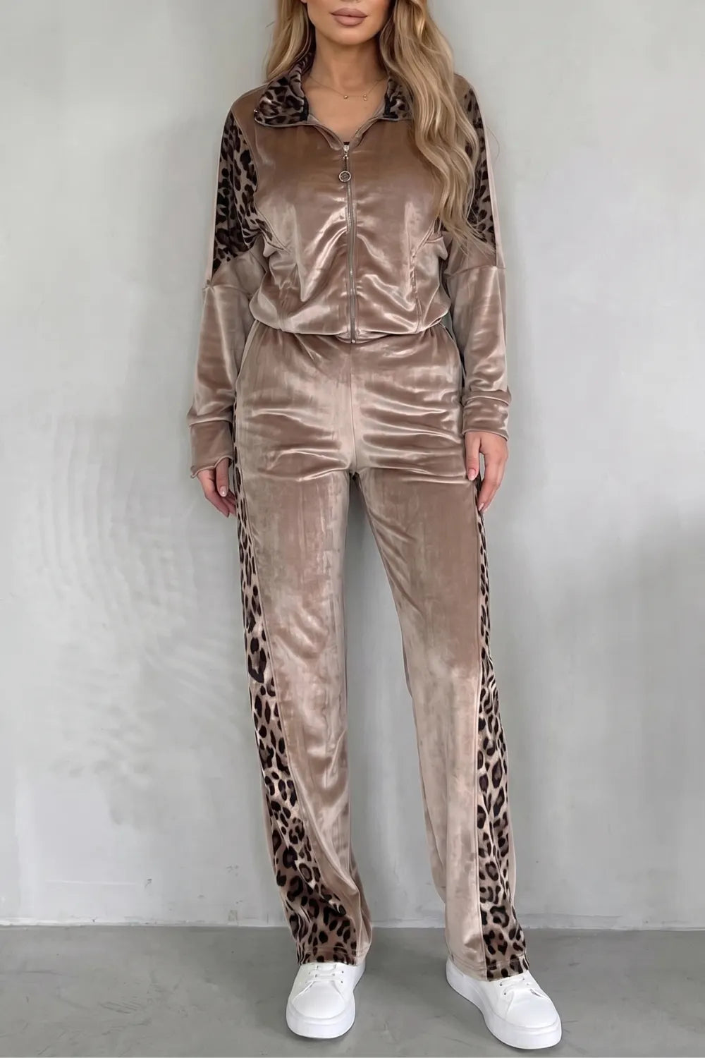 Leopard contrast athleisure – Three-piece set
