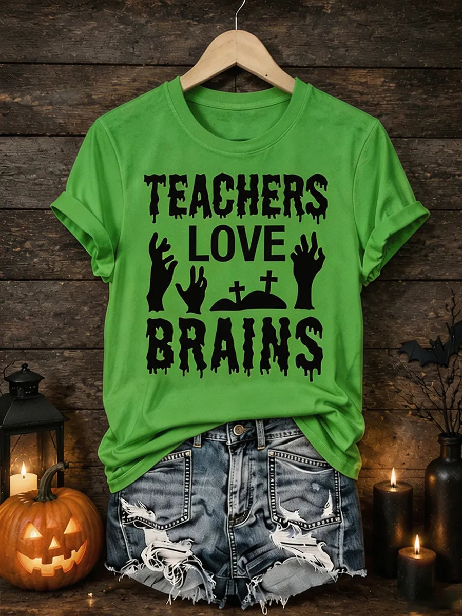 Women's Halloween Funny Print Casual T-Shirt
