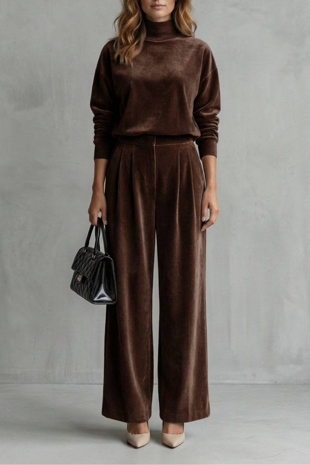 Luxe Velour Elegance – Two-Piece Lounge Set