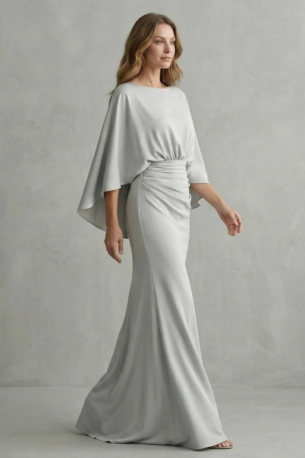 Draped batwing elegance – Maxi dress