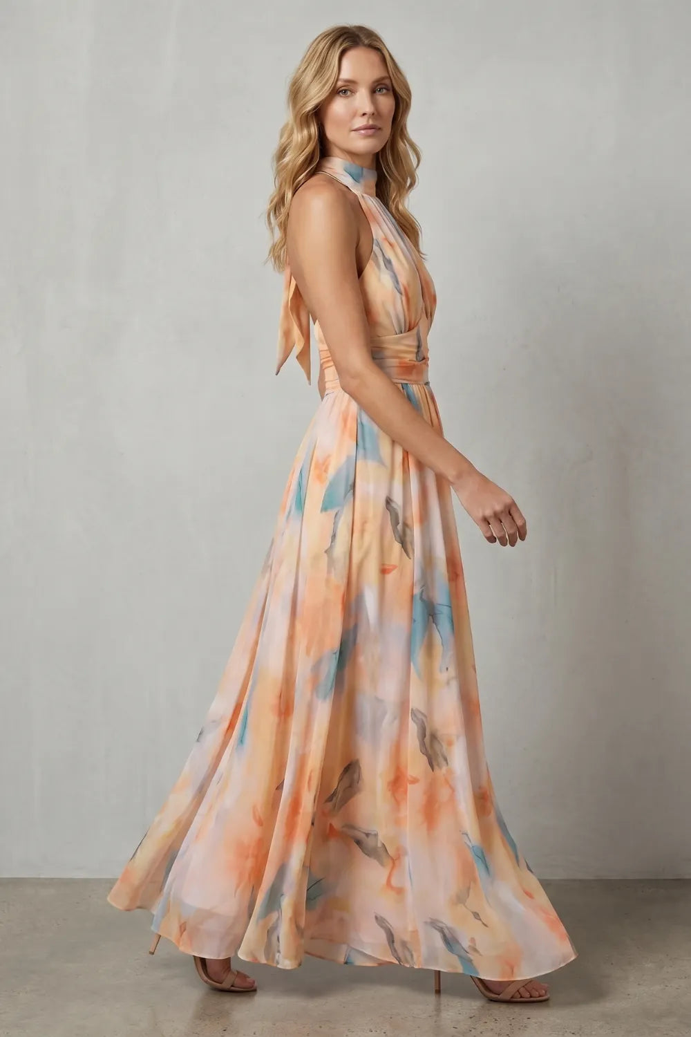 Watercolour halter grace – Maxi dress