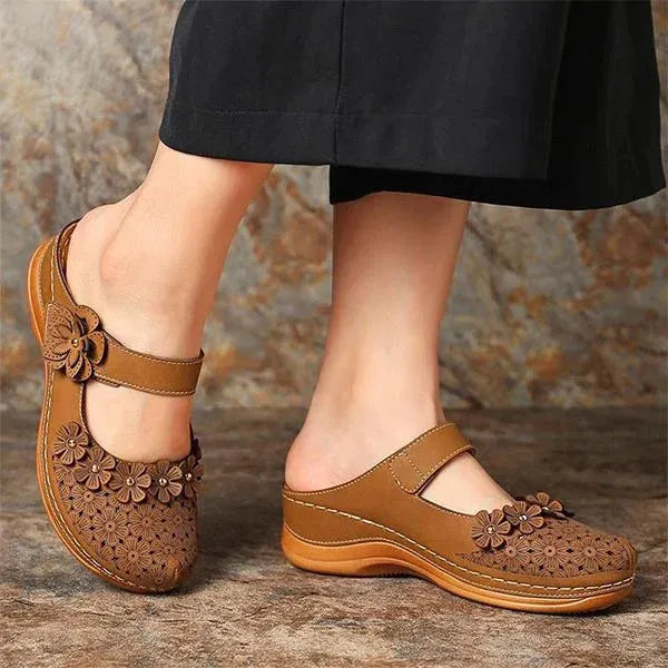 Comfy Floral Slip-On Wedge Sandal
