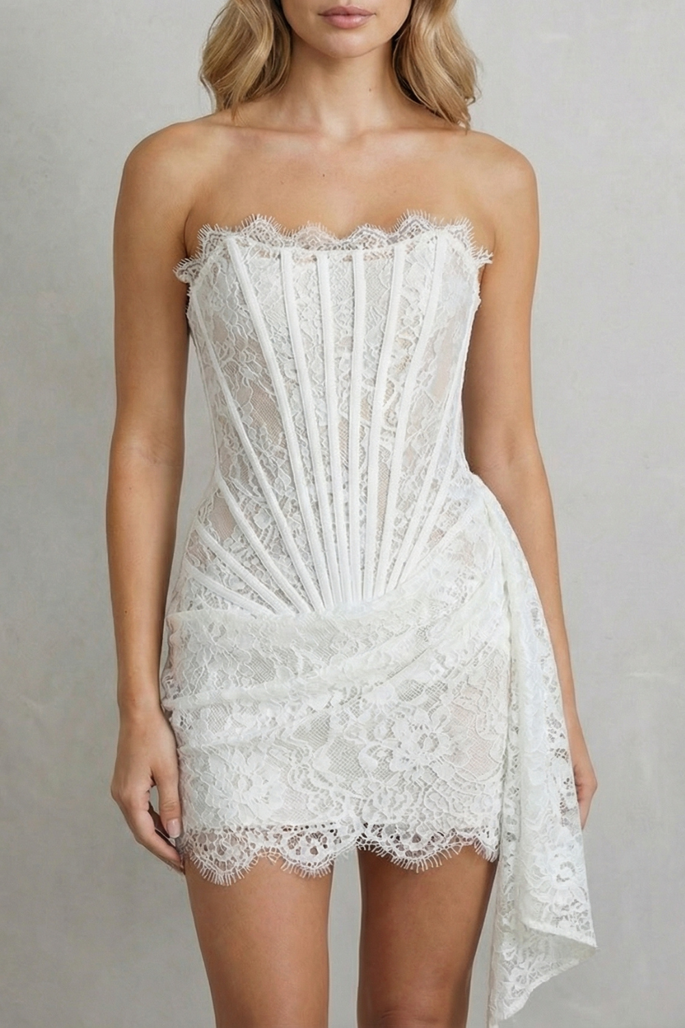 Sculpted lace elegance – Corset mini dress