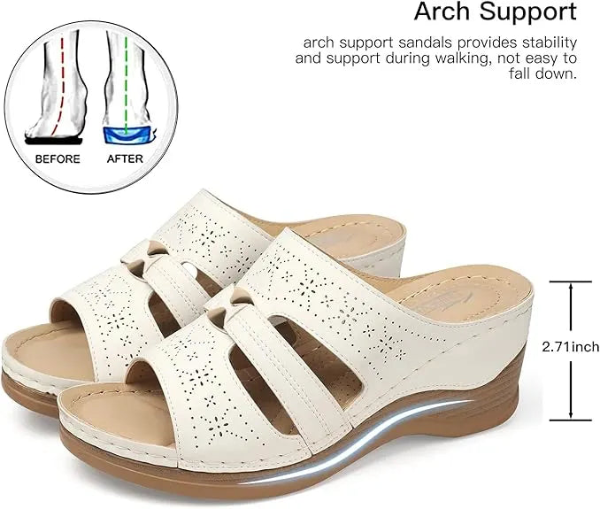 SHIBEVER Wedge Sandals for Women Hollow Out Slip On Platform Wedge Sandals Summer Casual Walking Shoes