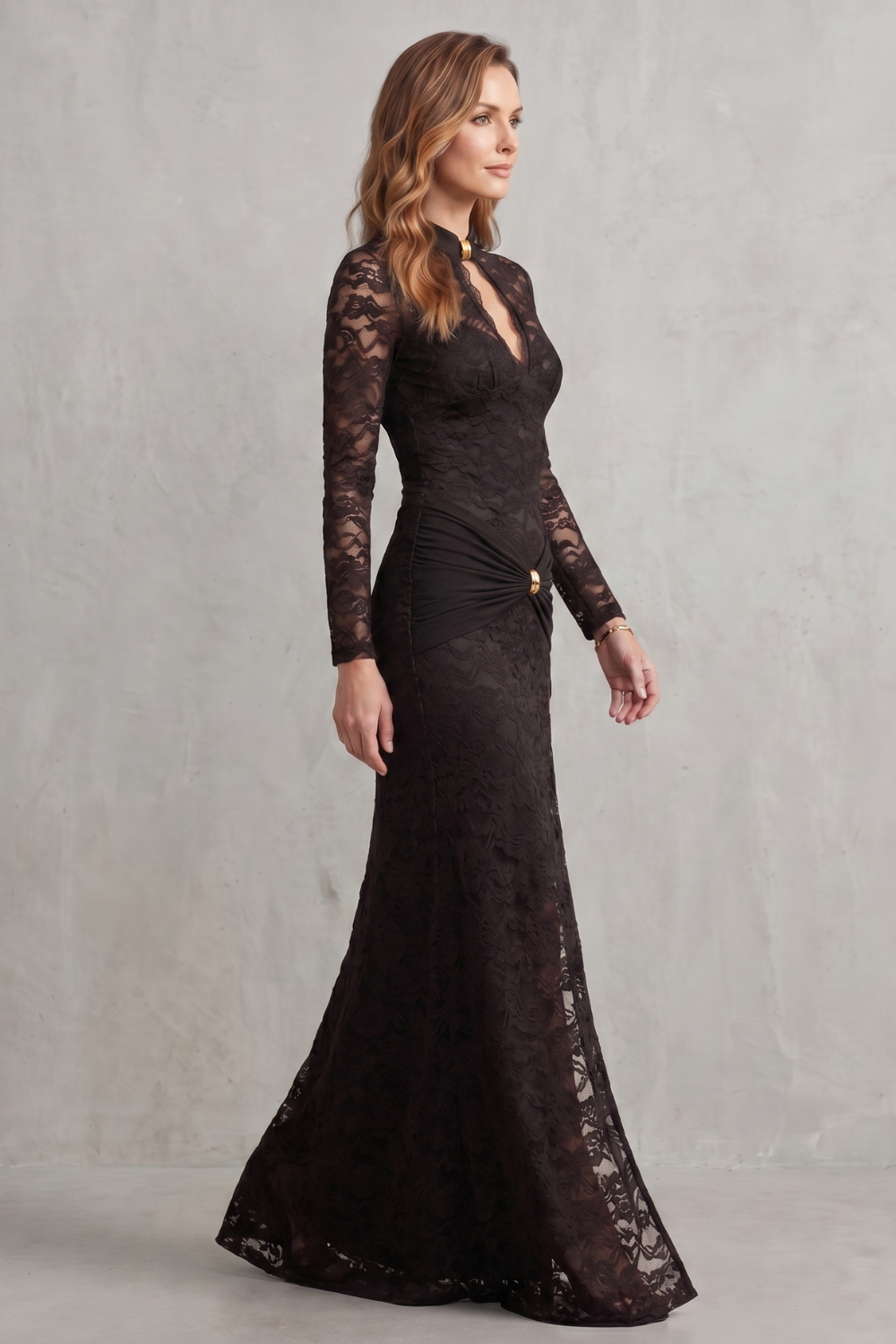 Lace cut-out allure – Maxi dress
