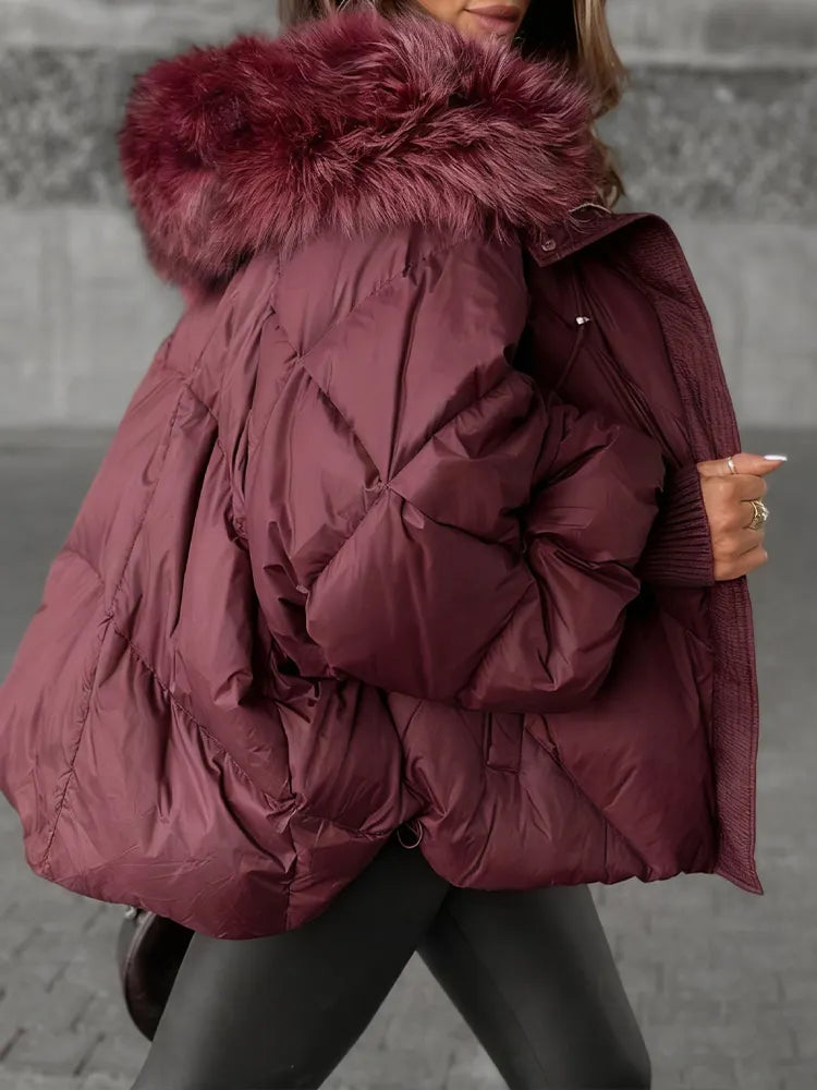 Women Fur Collar Casual Cotton Jacket
