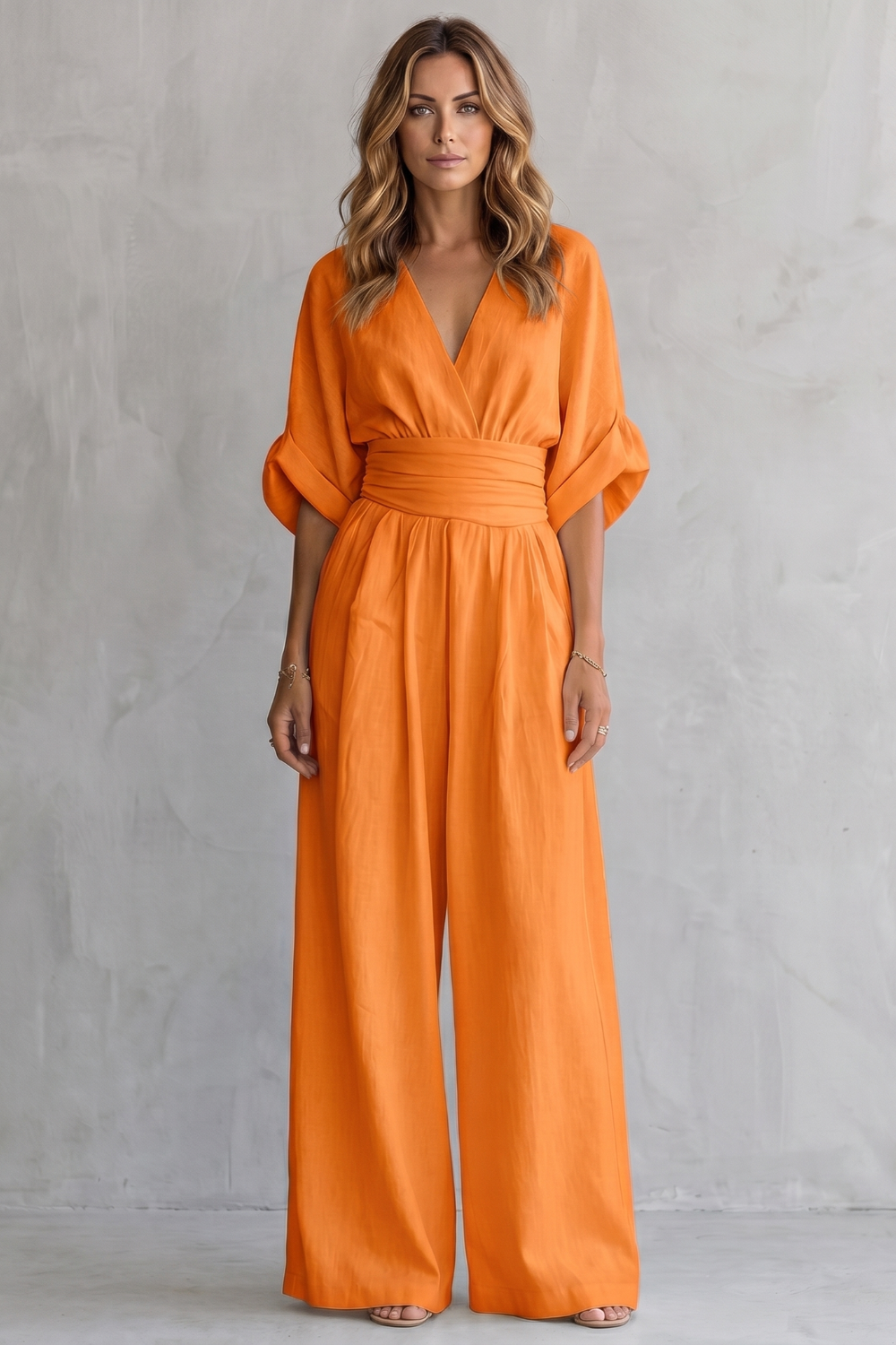 Draped waist elegance – Wide-leg jumpsuit