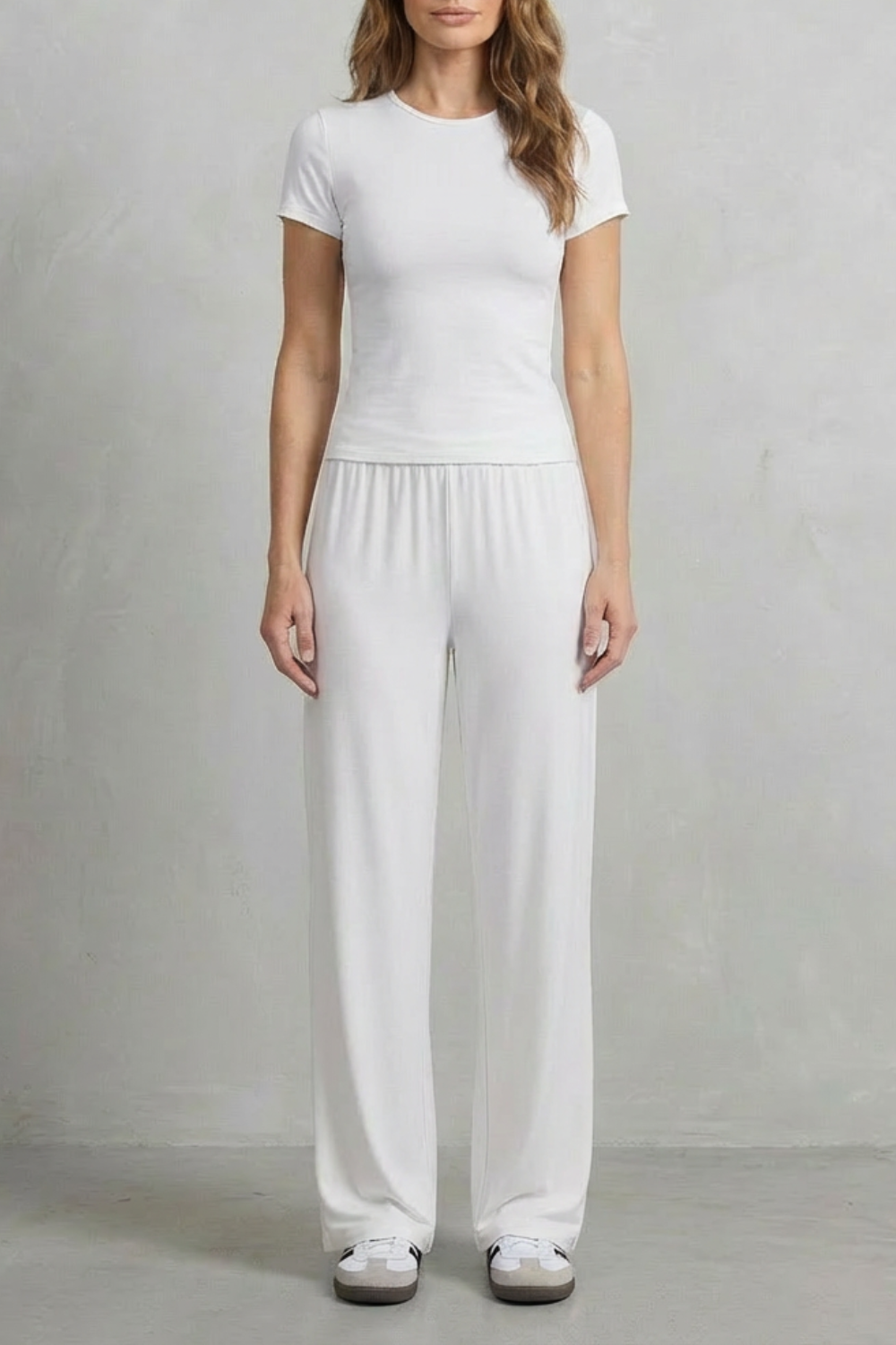 Sleek Simplicity – Pure Color Wide-Leg Pants Suit