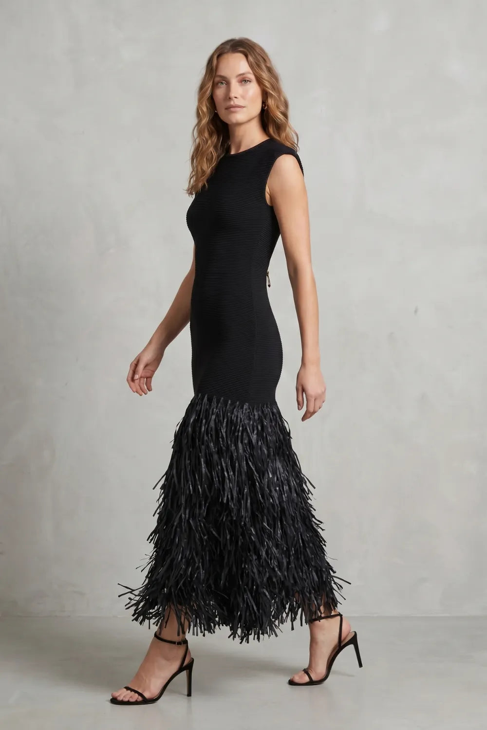 Raffia fringe elegance – Midi dress