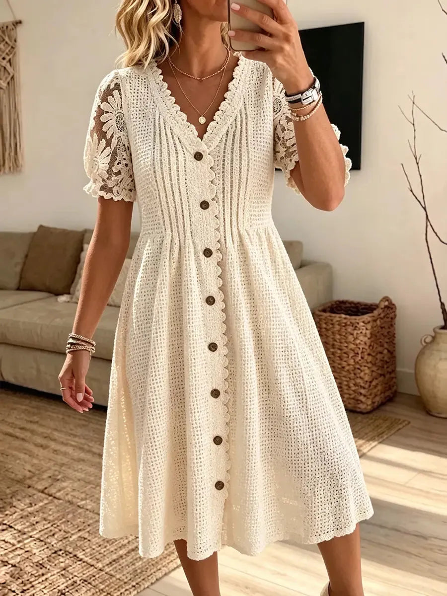Women's Vintage Elegant Embroidered Texture Dress