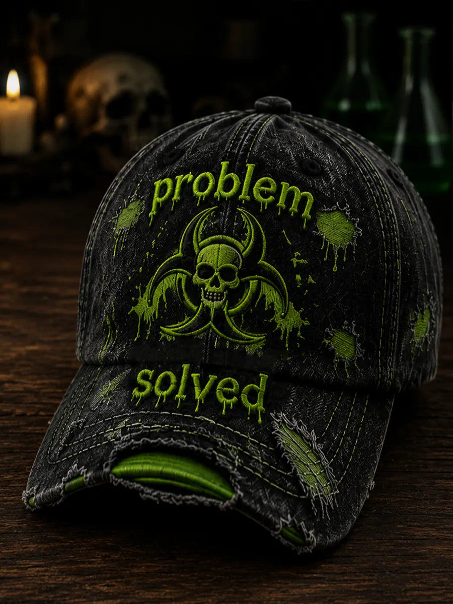 Problem Solved Halloween Retro Art Print Casual Baseball Cap