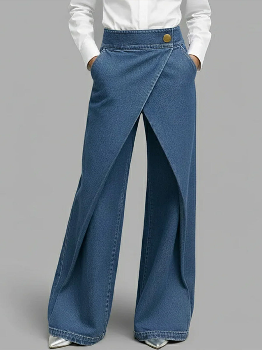 Women's High-waisted Casual Loose-fitting Wide-leg Jeans