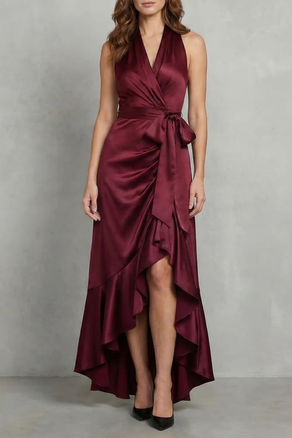Satin draped silhouette – Evening maxi dress