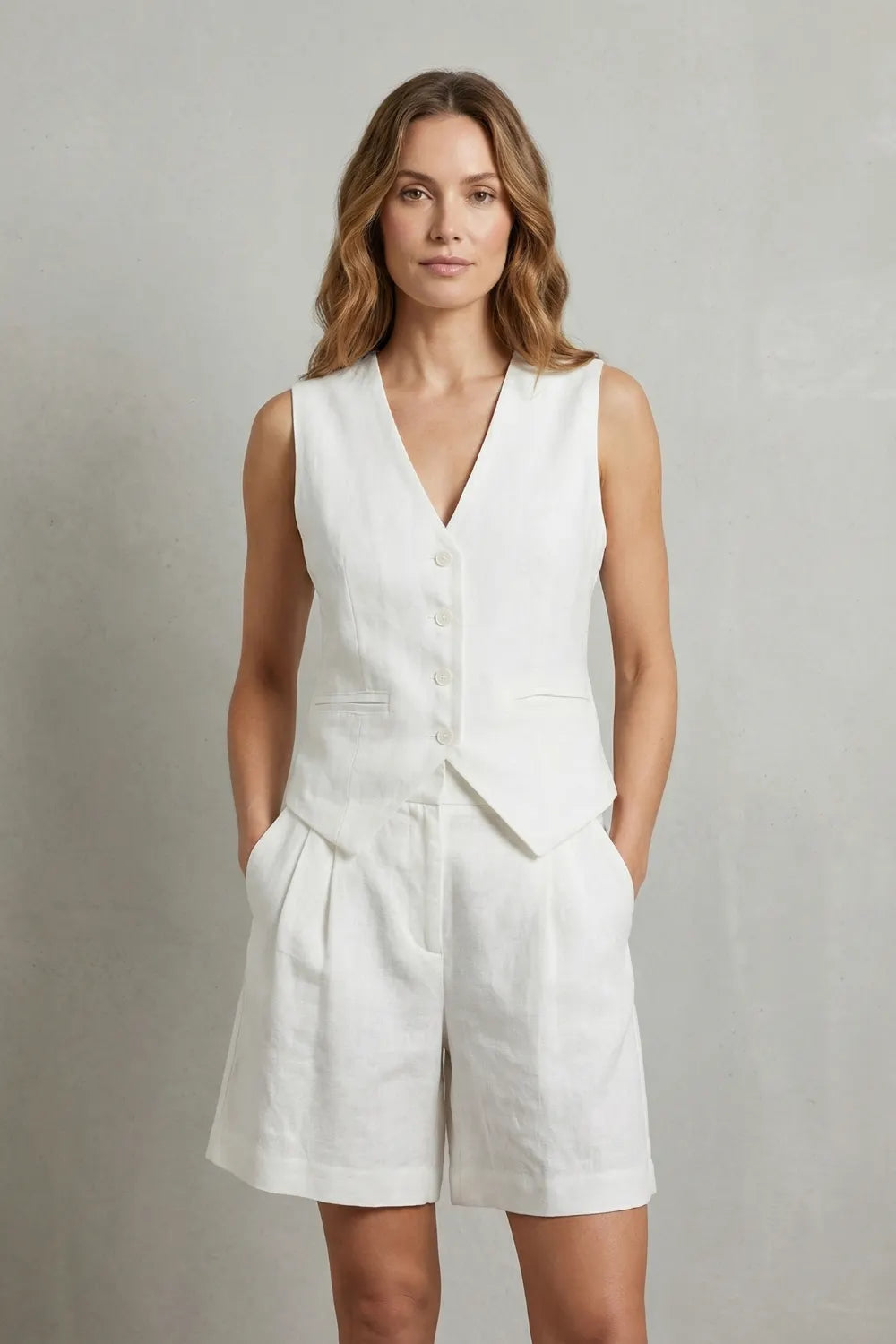 Tailored summer ease – Vest and short set