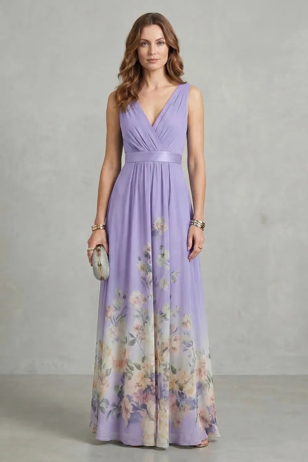 Floral grace – V neck maxi dress