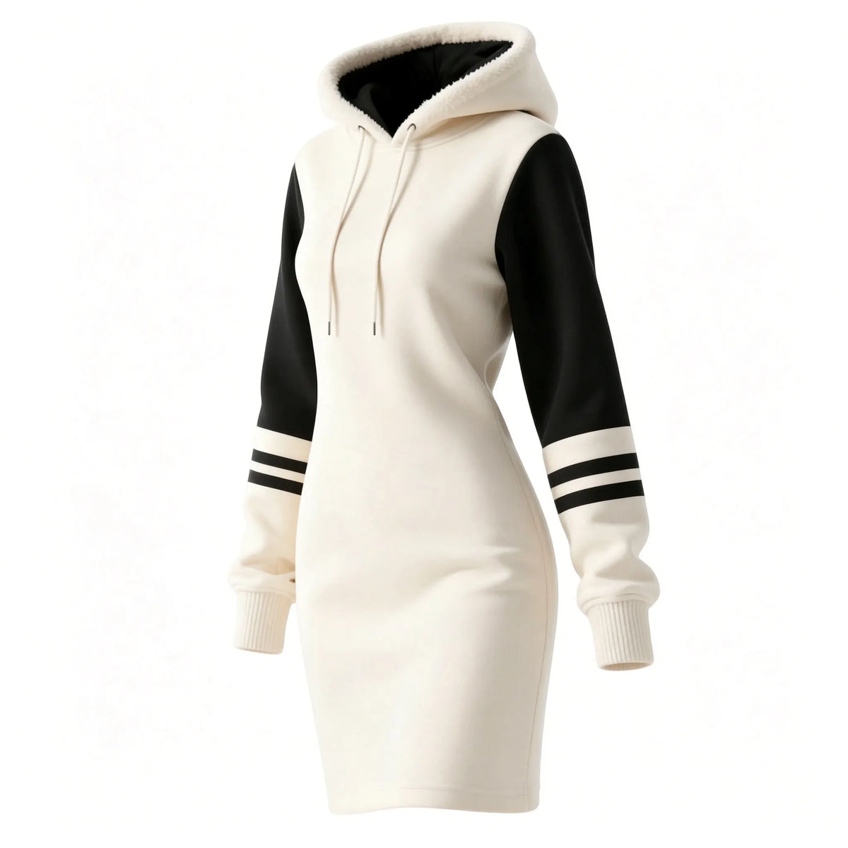 Women's Color Block Hooded Long Sweatshirt Dress