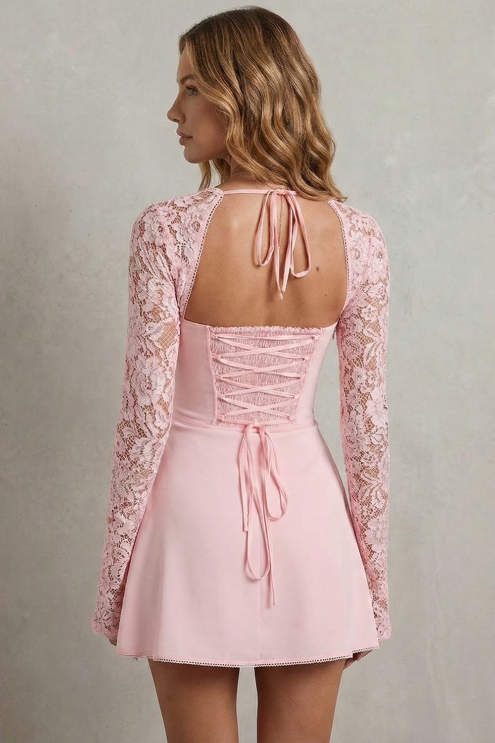Lace sleeve allure – Mini dress