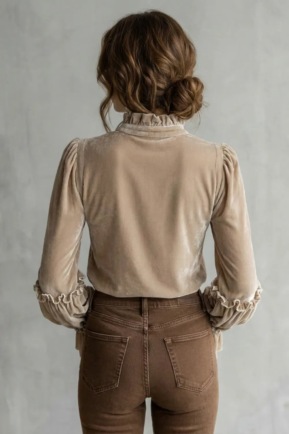 Lace-Trimmed Embroidered Velvet Blouse – Romantic Floral Statement Top