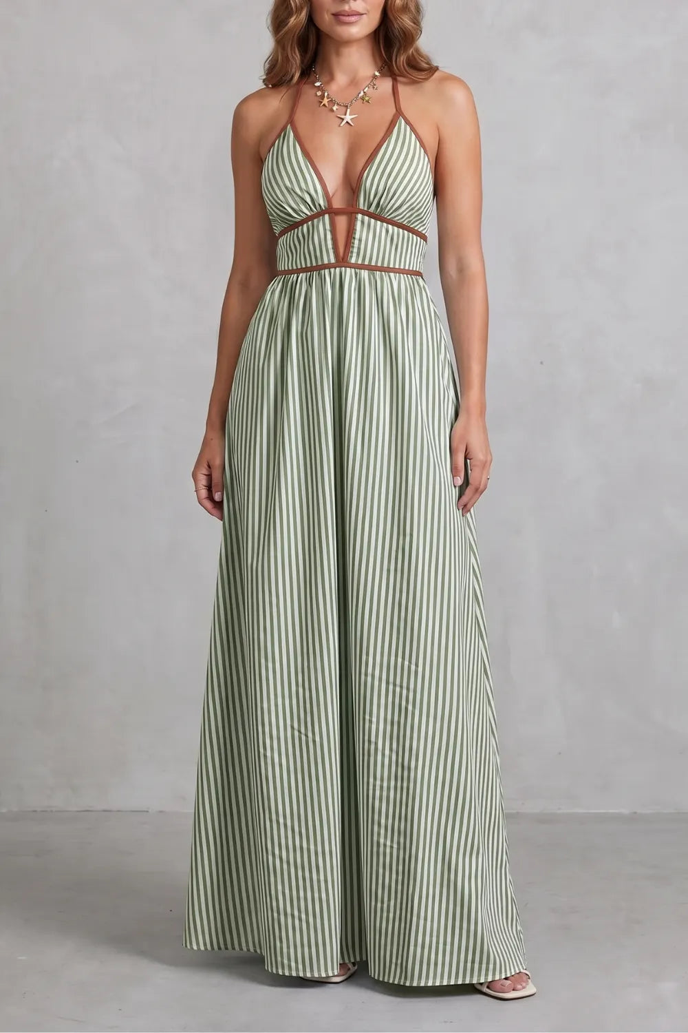 Striped backless silhouette – Maxi dress