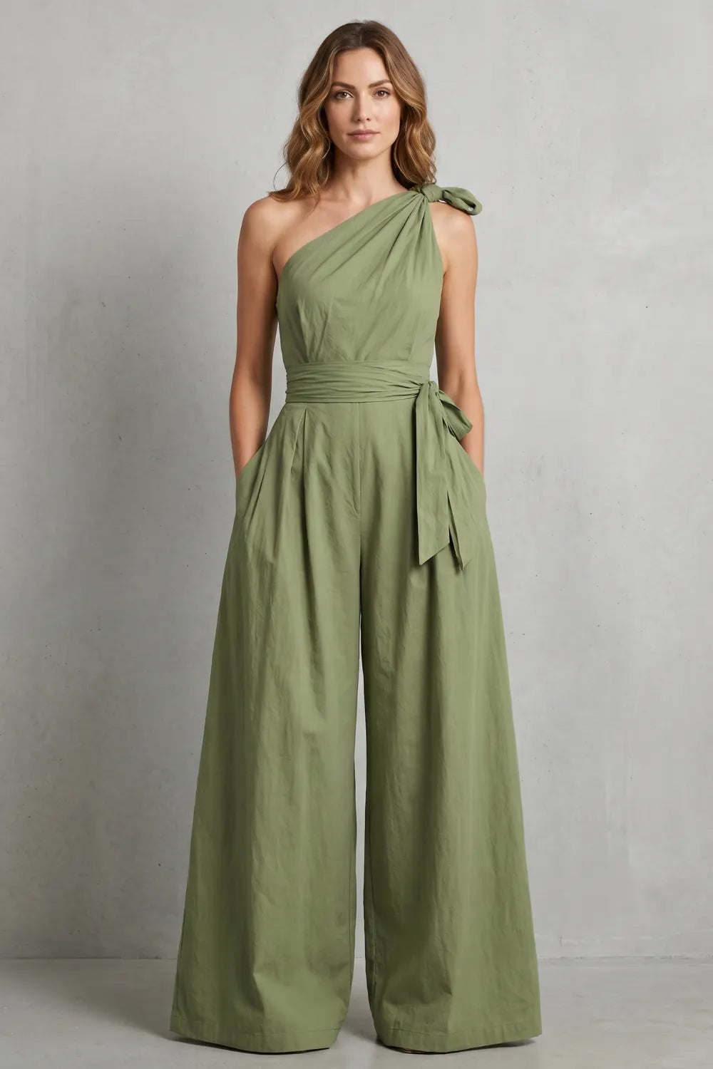 Graceful draped silhouette – One-shoulder jumpsuit