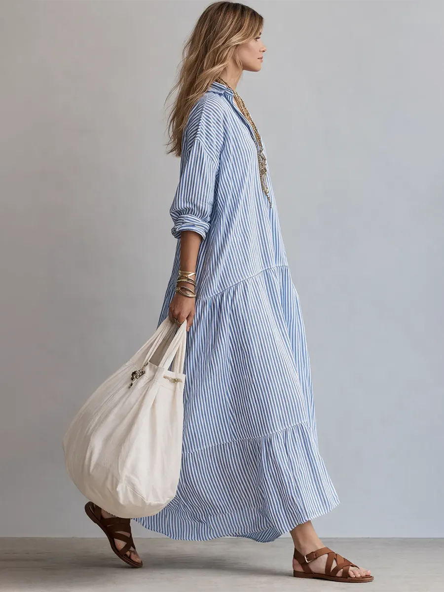 Women's Casual Striped Loose-fitting Dress