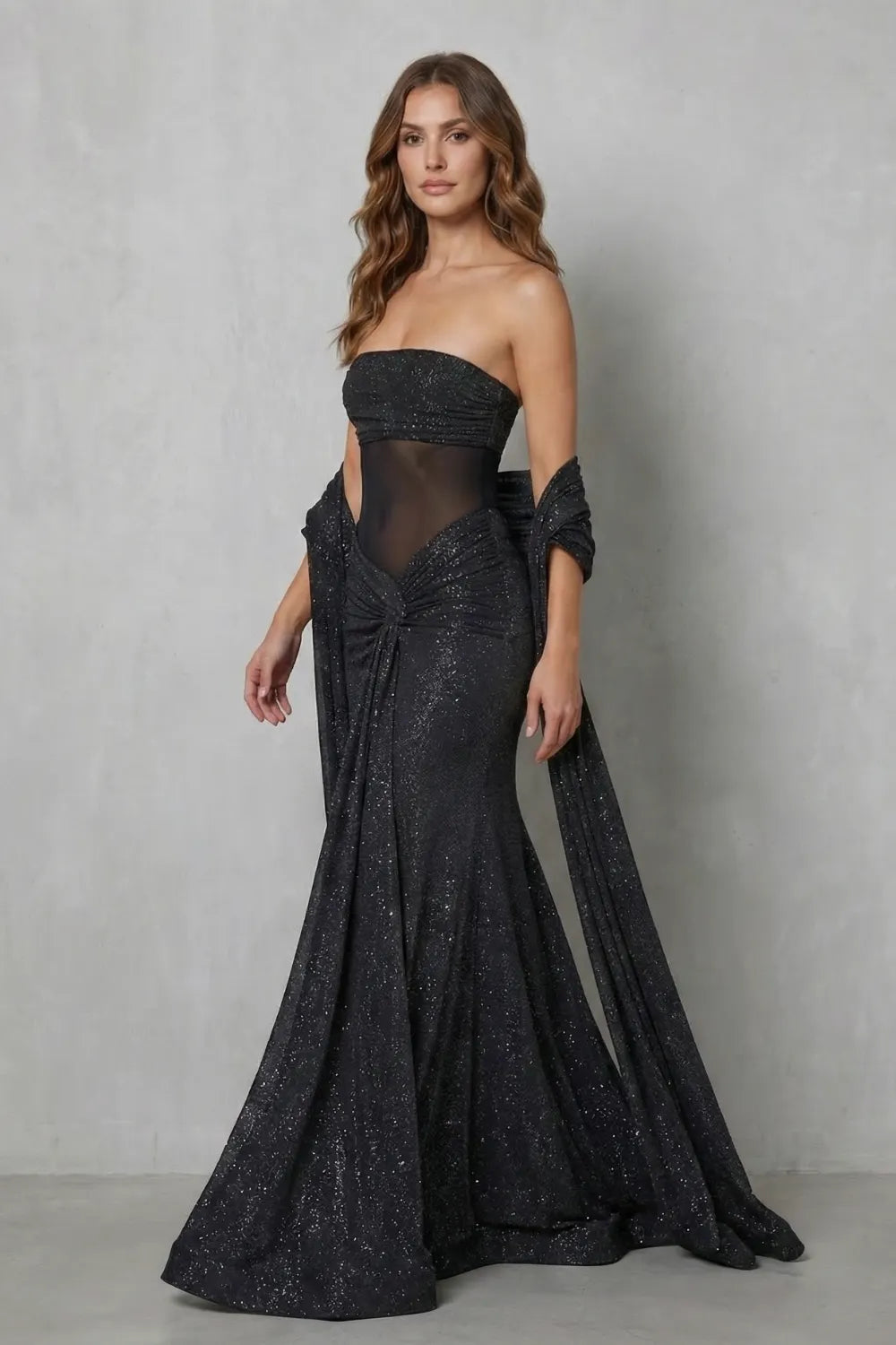 Sheer sequin allure – Maxi dress