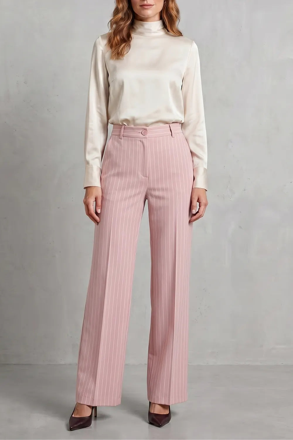 Refined pinstripe elegance – Wide-leg trousers