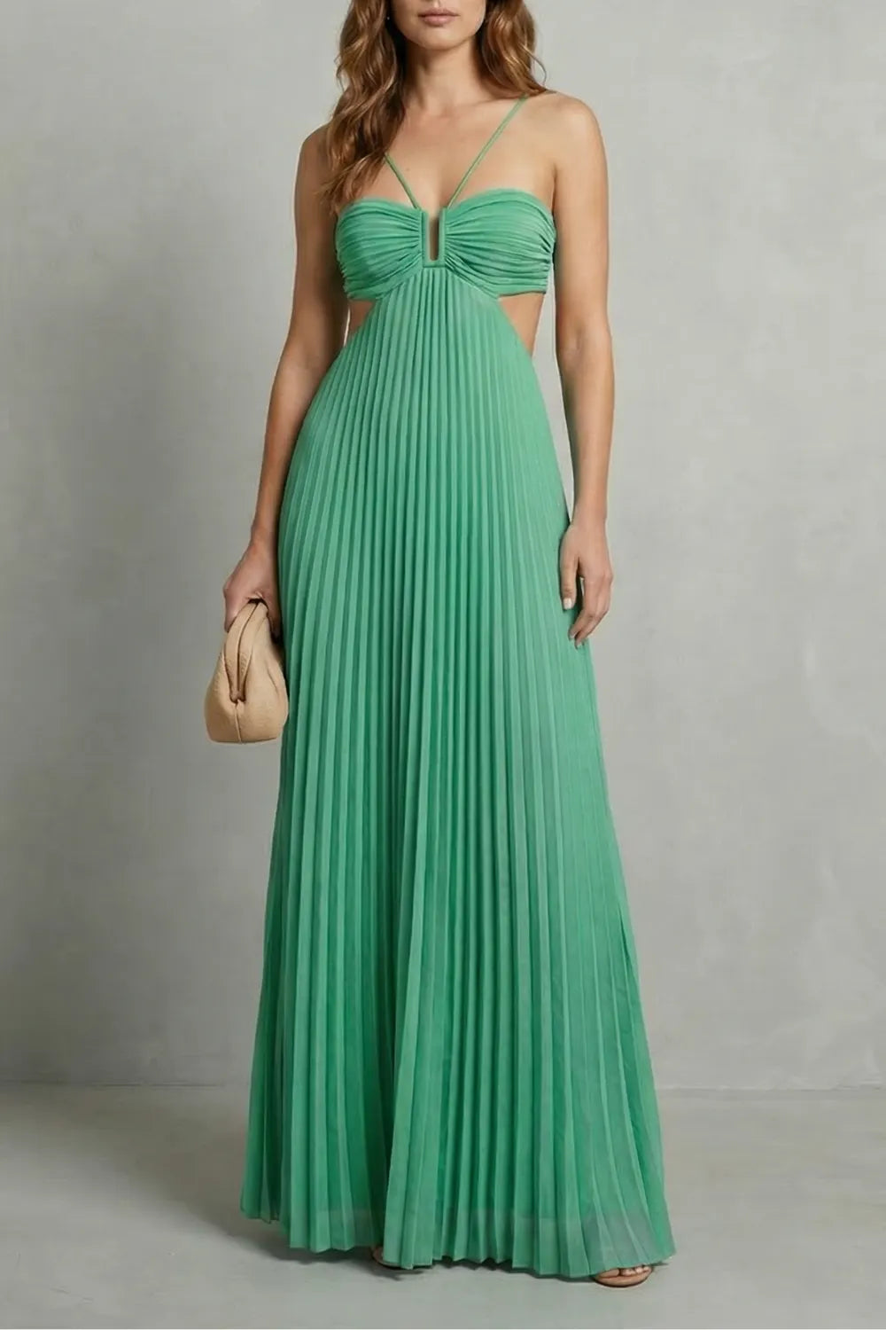Pleated halter elegance – Maxi dress