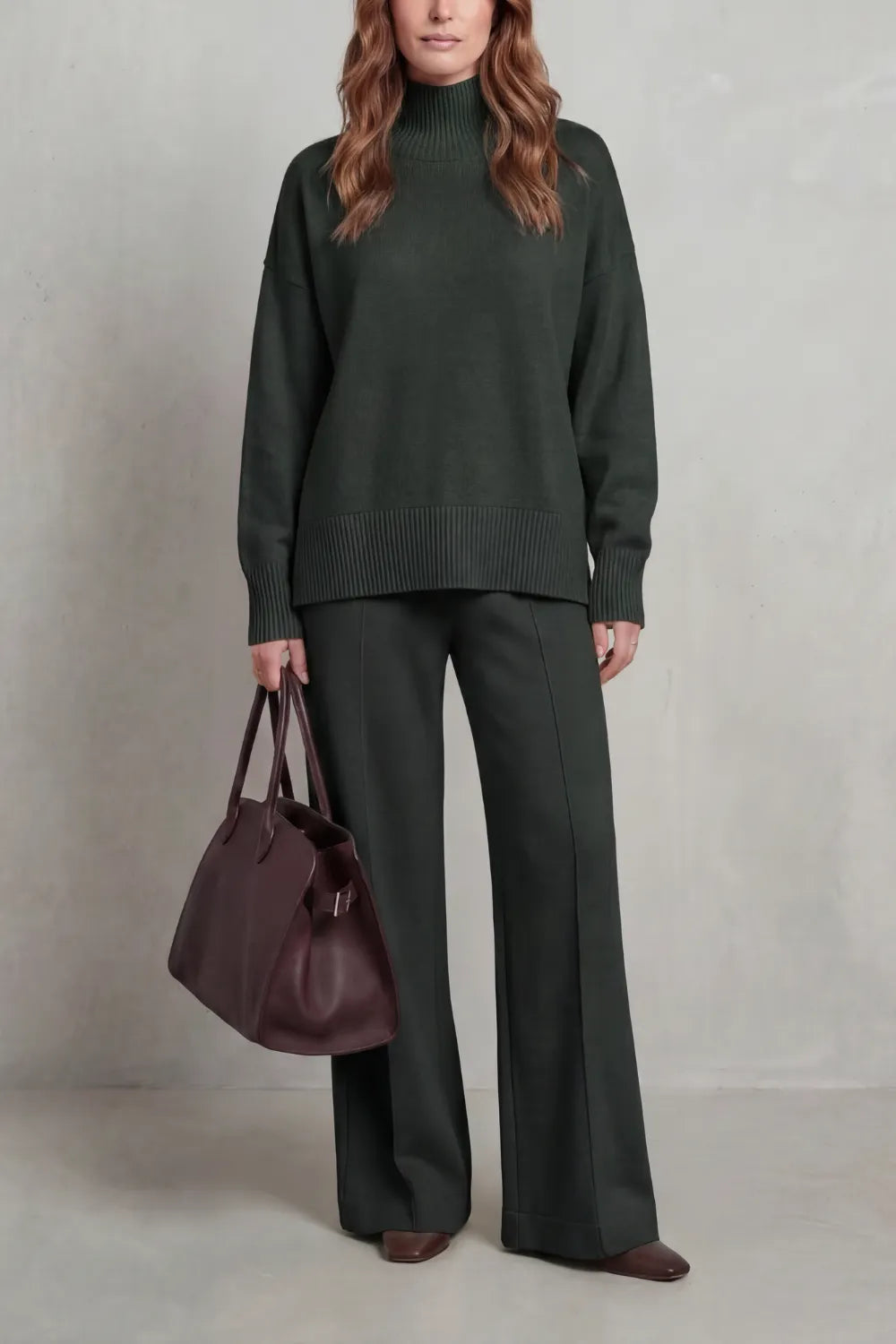 Folded collar charm – Knit lounge set