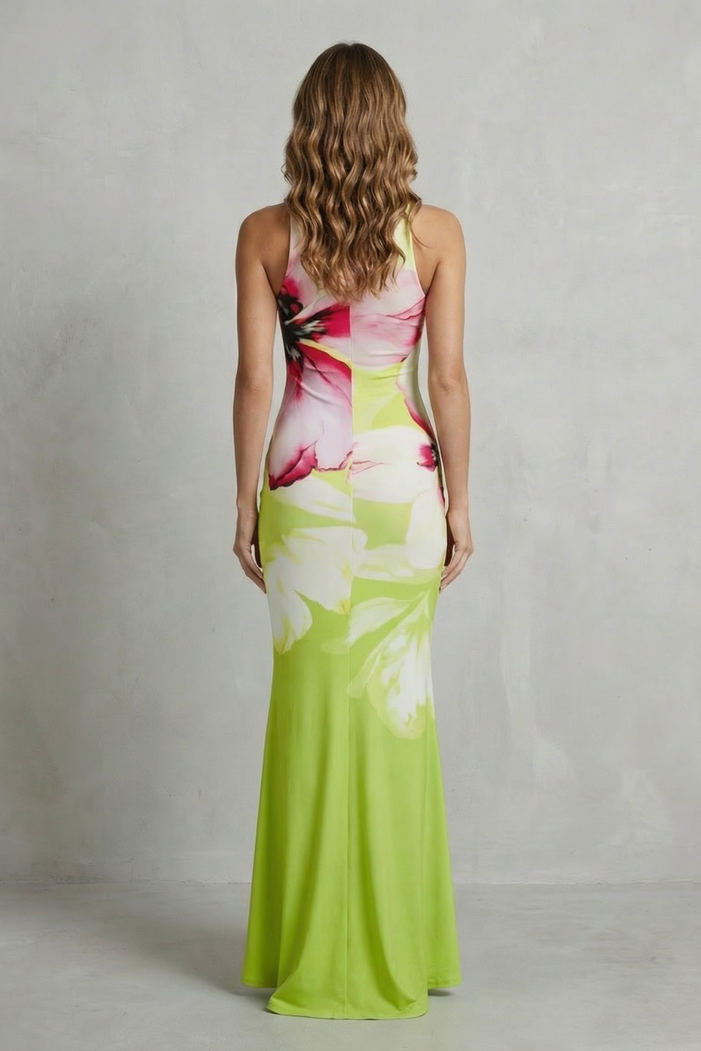 Artistic floral print – Fishtail maxi dress