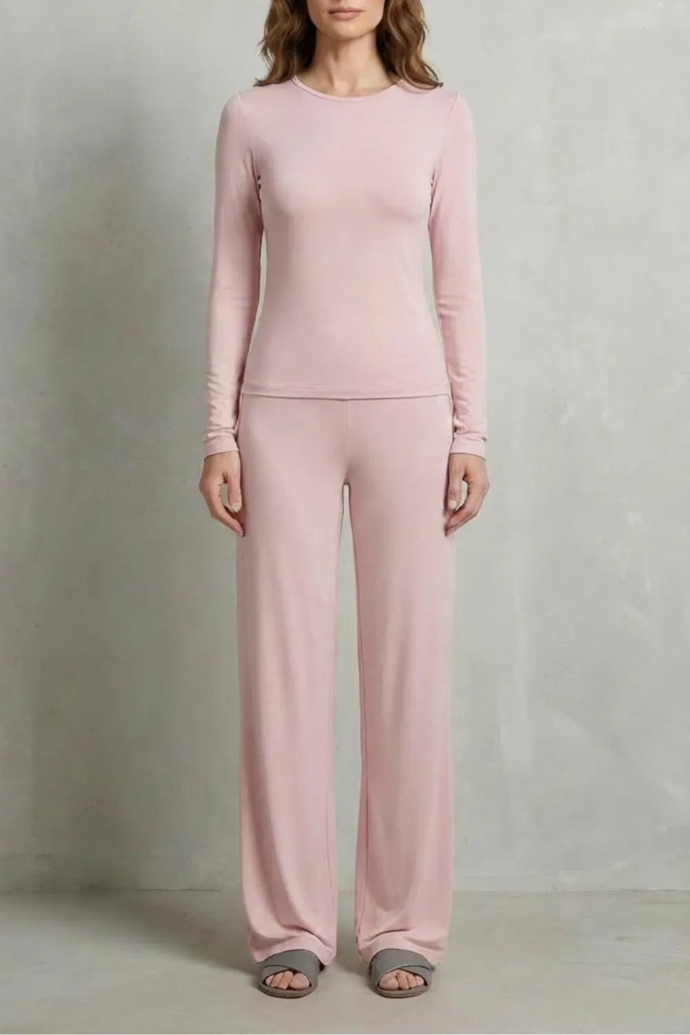 Sleek Simplicity – Pure Color Wide-Leg Pants Suit