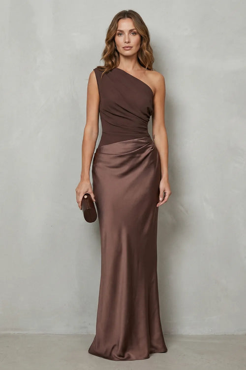 Asymmetric satin drape – Evening gown