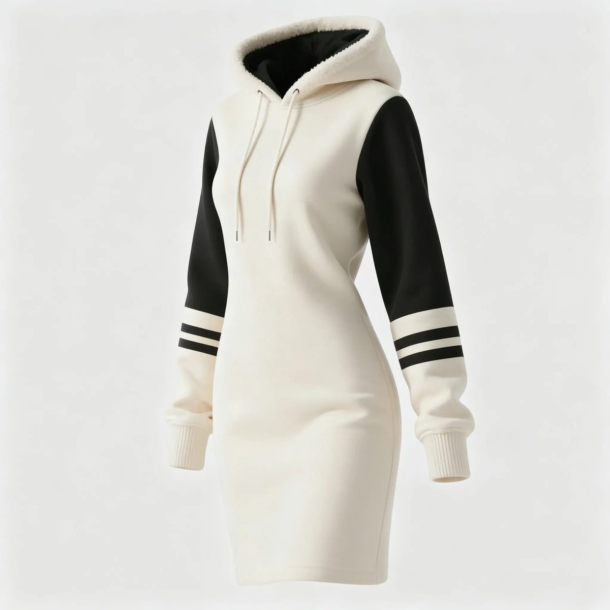 Women's Color Block Hooded Long Sweatshirt Dress